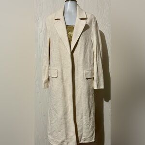 Zara Gorgeous Cream Textured Oversized Long Coat XS
